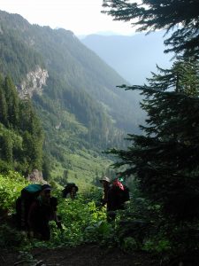 Carl, Mark, and John heading down Ipsut Pass