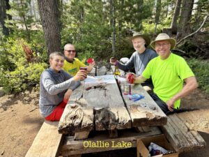 Four guys, picnic table