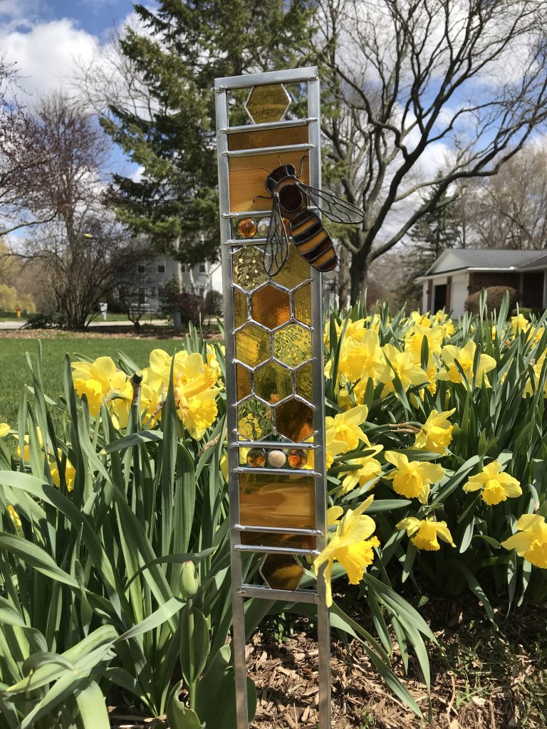Bee themed garden stake